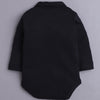 Khaki & Black Boys Full Sleeves Bodysuit Pant Set With Suspender & Cap