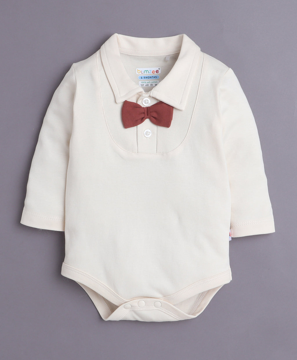 Bumzee Brown & Cream Bodysuit Set, Full Sleeves, 100% Cotton