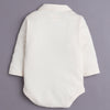 Brown & Cream Boys Full Sleeves Bodysuit Pant Set With Suspender & Cap