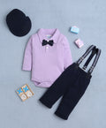 Bumzee Lavender & Navy Bodysuit Set, Full Sleeves, 100% Cotton
