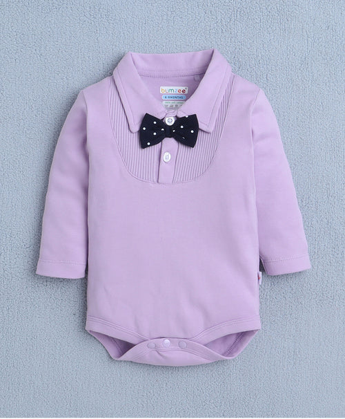 Boys 100% Cotton Solid Bodysuit Set - Lavender & Navy