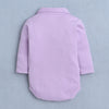 Lavender & Navy Boys Full Sleeves Bodysuit Pant Set With Suspender & Cap