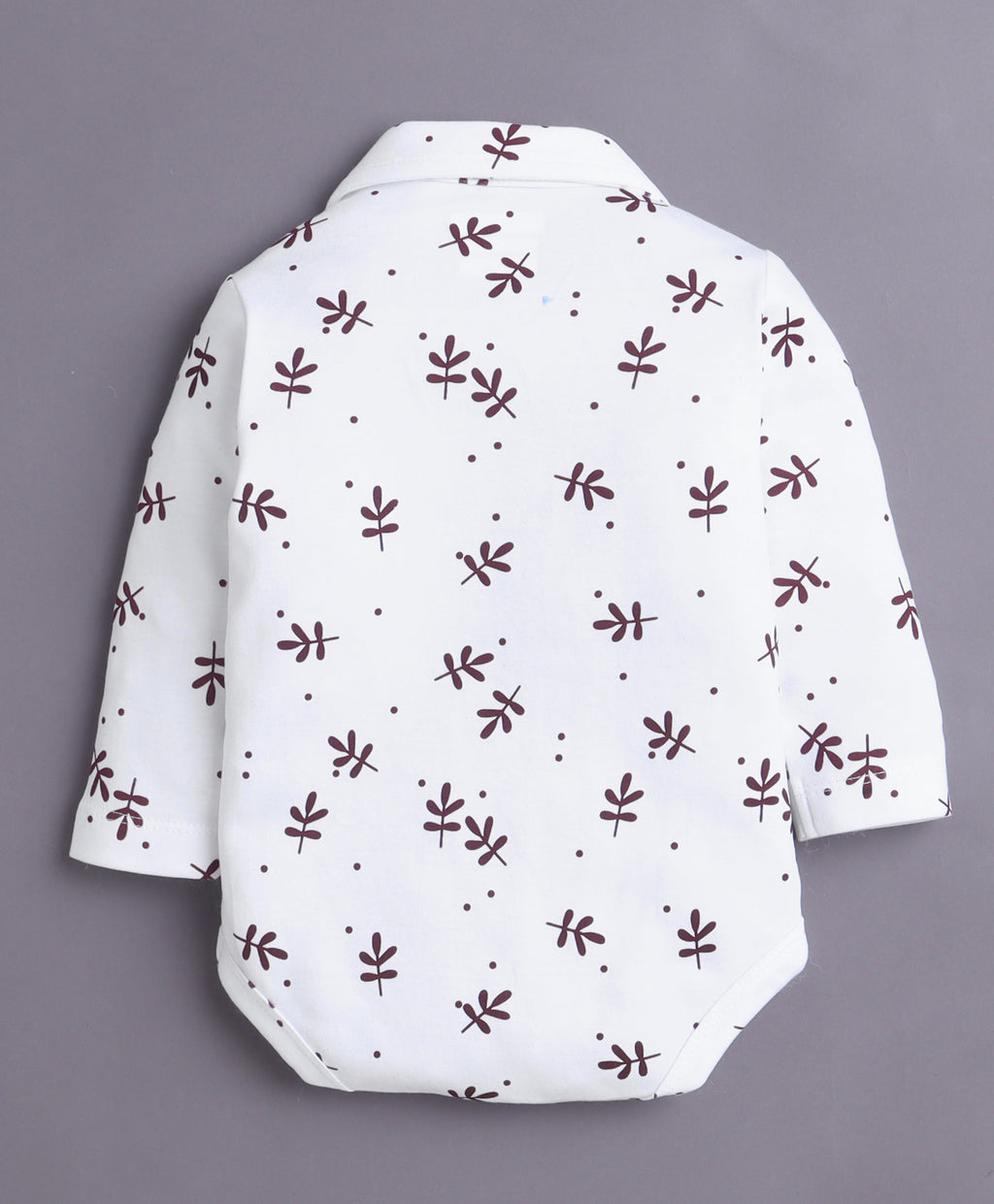 Bumzee White & Maroon Floral Print Bodysuit Set, Full Sleeves, 100% Cotton
