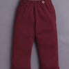 White & Maroon Boys Full Sleeves Bodysuit Pant Set With Suspender & Cap