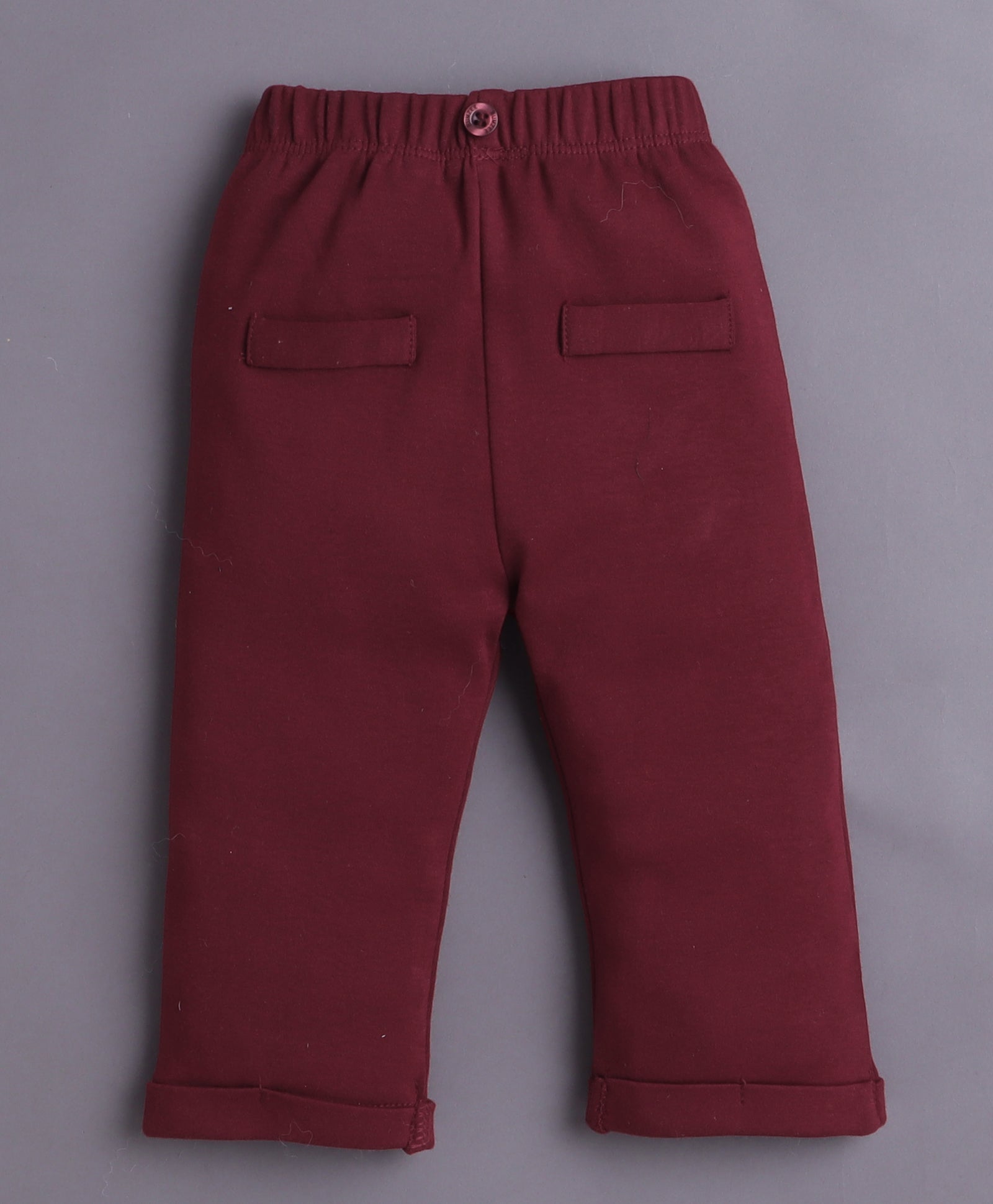 White & Maroon Boys Full Sleeves Bodysuit Pant Set With Suspender & Cap