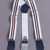 White & Maroon Boys Full Sleeves Bodysuit Pant Set With Suspender & Cap