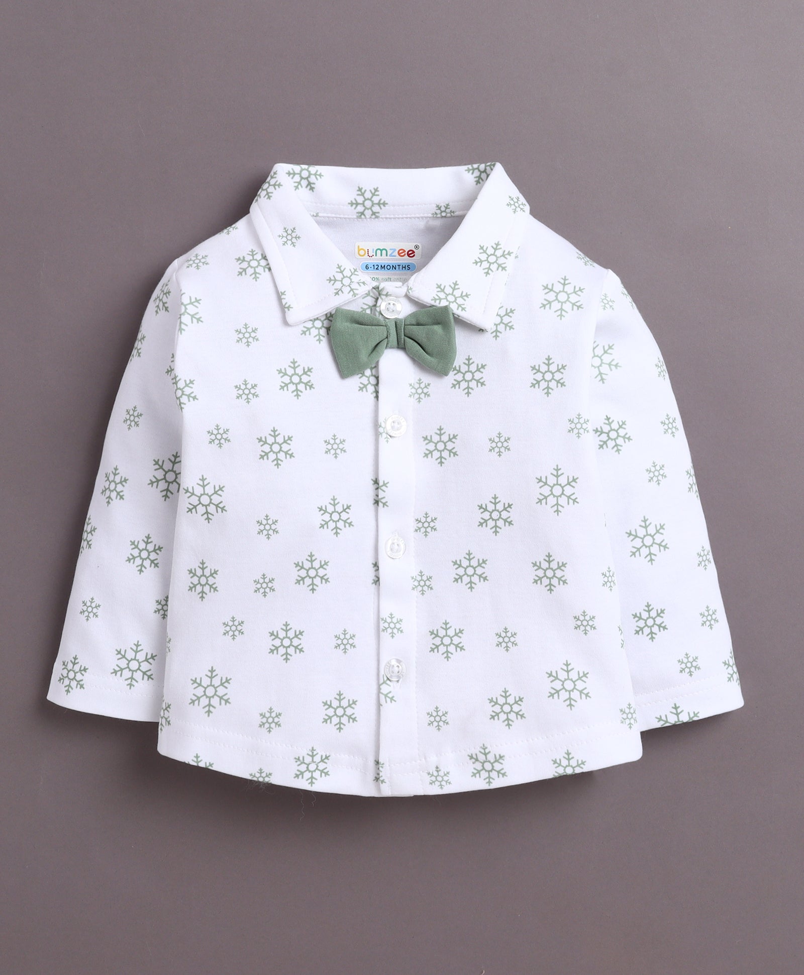 BUMZEE Green & White Boys Full Sleeves Shirt Pant Set With Suspender & Cap