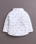 Bumzee Green & White Floral Print Formal Set, Full Sleeves, 100% Cotton