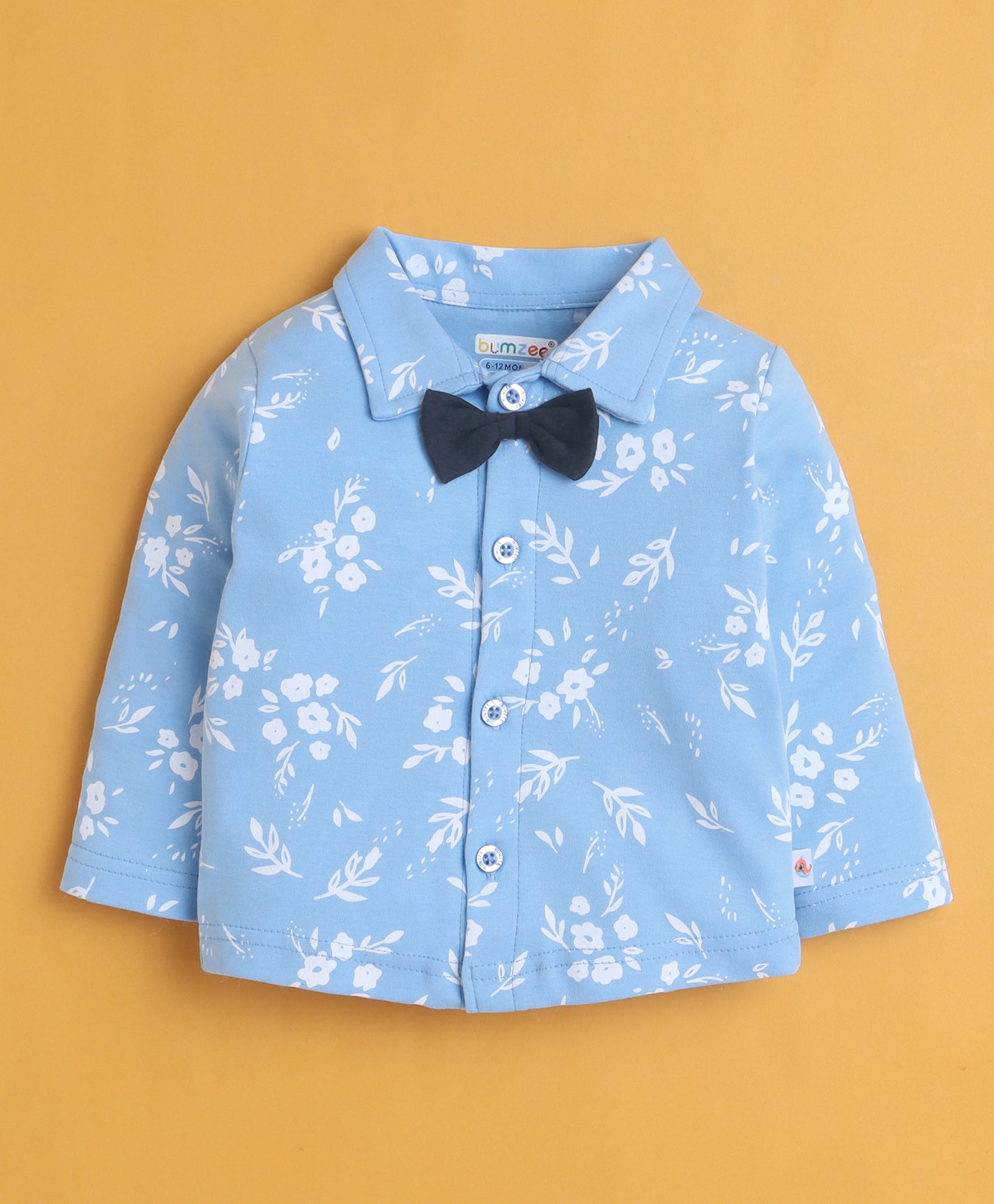 BUMZEE Navy & Sky Blue Boys Full Sleeves Shirt Pant Set With Suspender & Cap