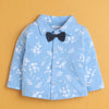 BUMZEE Navy & Sky Blue Boys Full Sleeves Shirt Pant Set With Suspender & Cap