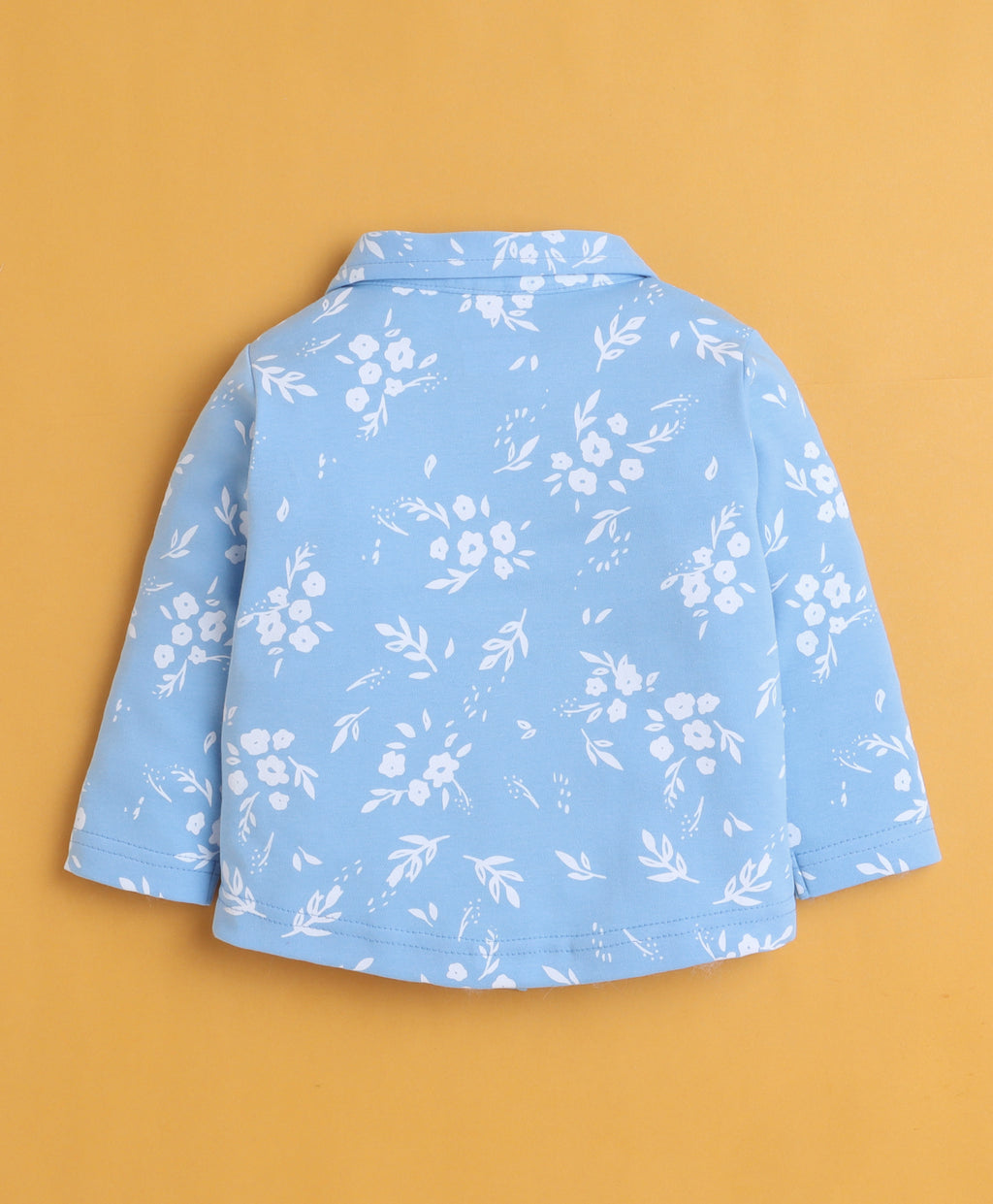 Bumzee Navy & Sky Blue Floral Print Formal Set, Full Sleeves, 100% Cotton