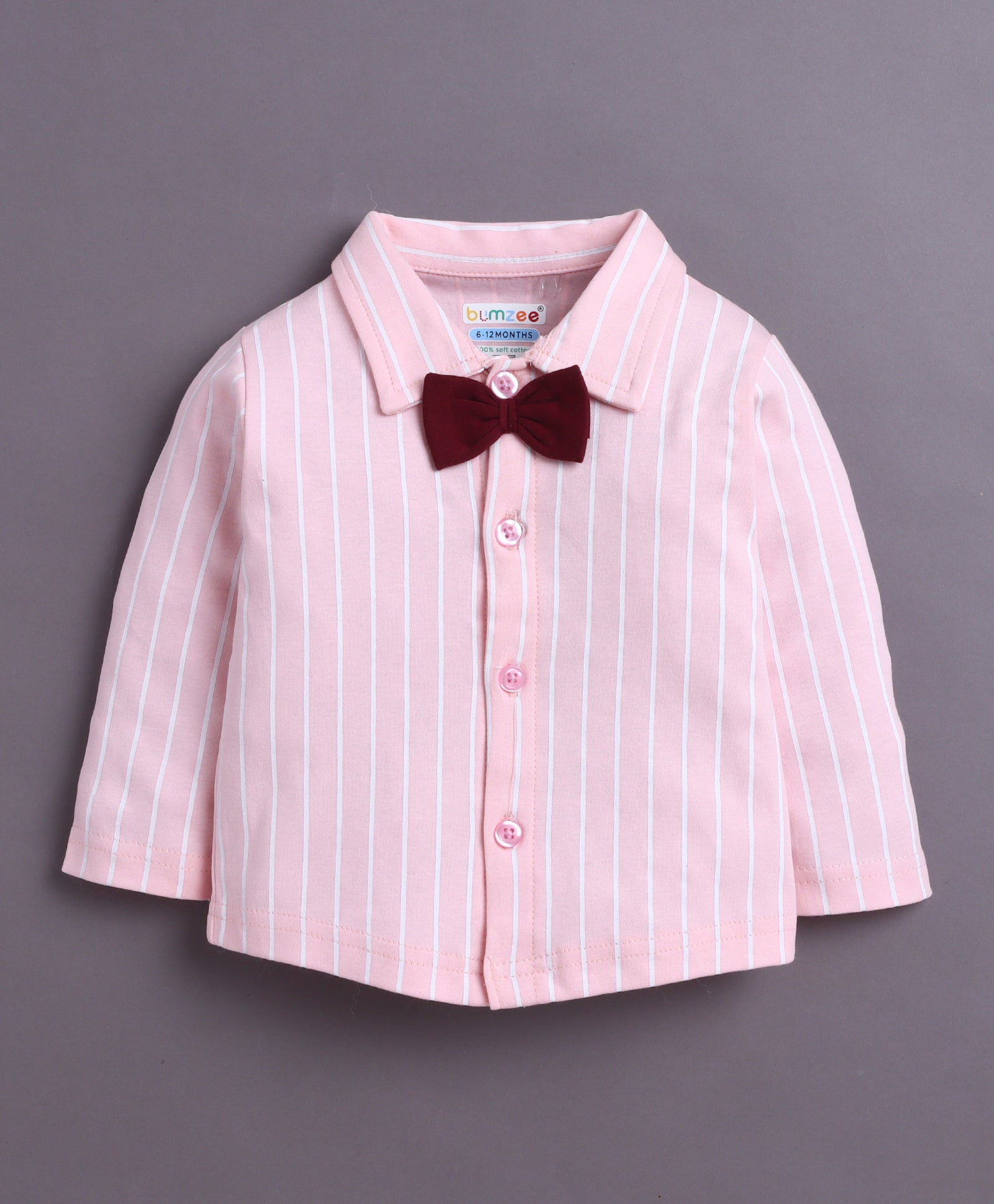 BUMZEE Maroon & Pink Boys Full Sleeves Shirt Pant Set With Suspender & Cap