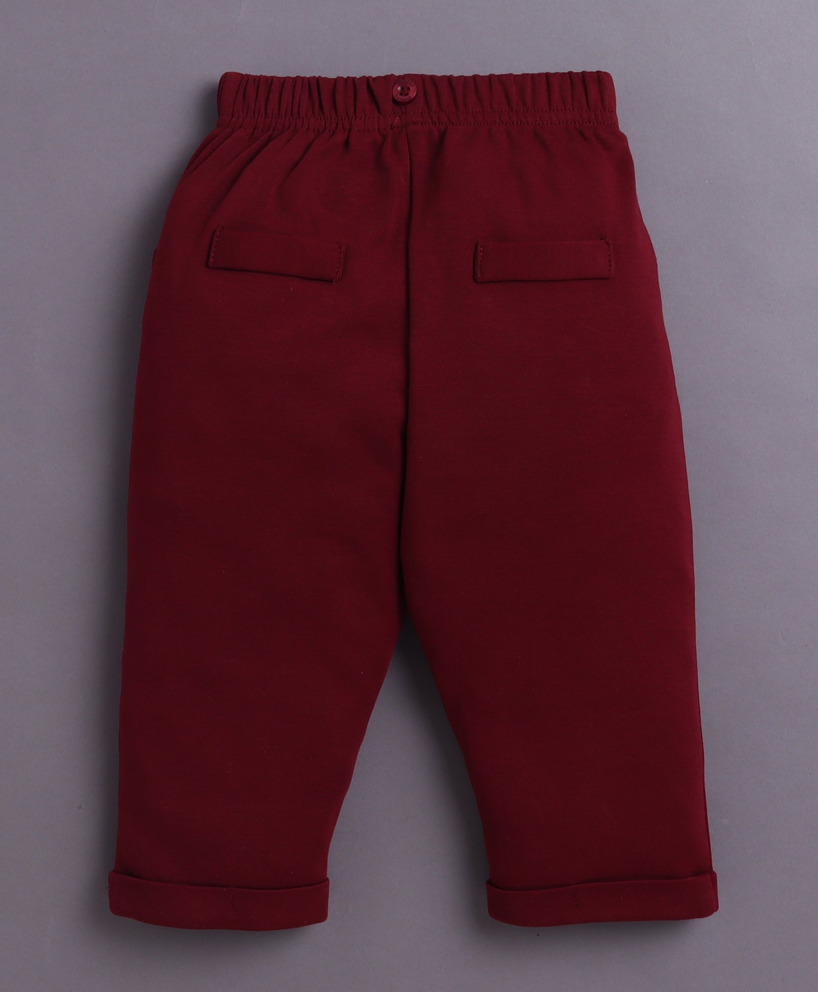 BUMZEE Maroon & Pink Boys Full Sleeves Shirt Pant Set With Suspender & Cap