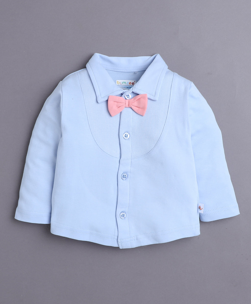 Bumzee Pink & Powder Blue Formal Set, Full Sleeves, 100% Cotton