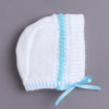 White & Aqua Baby Boys Full Sleeves Acrylic Blend Sweater With Cap & Socks