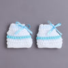White & Aqua Baby Boys Full Sleeves Acrylic Blend Sweater With Cap & Socks