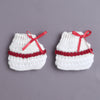 White & Maroon Baby Boys Full Sleeves Acrylic Blend Sweater With Cap & Socks