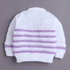 White & Lavender Baby Girls Full Sleeves Acrylic Blend Sweater With Cap & Socks