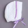 White & Lavender Baby Girls Full Sleeves Acrylic Blend Sweater With Cap & Socks