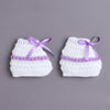 White & Lavender Baby Girls Full Sleeves Acrylic Blend Sweater With Cap & Socks