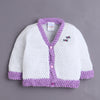 White & Lavender Baby Girls Full Sleeves Acrylic Blend Sweater With Cap & Socks