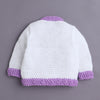 White & Lavender Baby Girls Full Sleeves Acrylic Blend Sweater With Cap & Socks