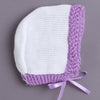 White & Lavender Baby Girls Full Sleeves Acrylic Blend Sweater With Cap & Socks