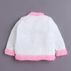 White & Pink Baby Girls Full Sleeves Acrylic Blend Sweater With Cap & Socks