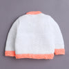 White & Orange Baby Girls Full Sleeves Acrylic Blend Sweater With Cap & Socks