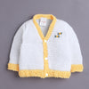 White & Yellow Baby Girls Full Sleeves Acrylic Blend Sweater With Cap & Socks