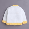 White & Yellow Baby Girls Full Sleeves Acrylic Blend Sweater With Cap & Socks