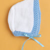 White & Sky Blue Baby Girls Full Sleeves Acrylic Blend Sweater With Cap & Socks