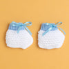 White & Sky Blue Baby Girls Full Sleeves Acrylic Blend Sweater With Cap & Socks