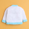 White & Aqua Baby Girls Full Sleeves Acrylic Blend Sweater With Cap & Socks