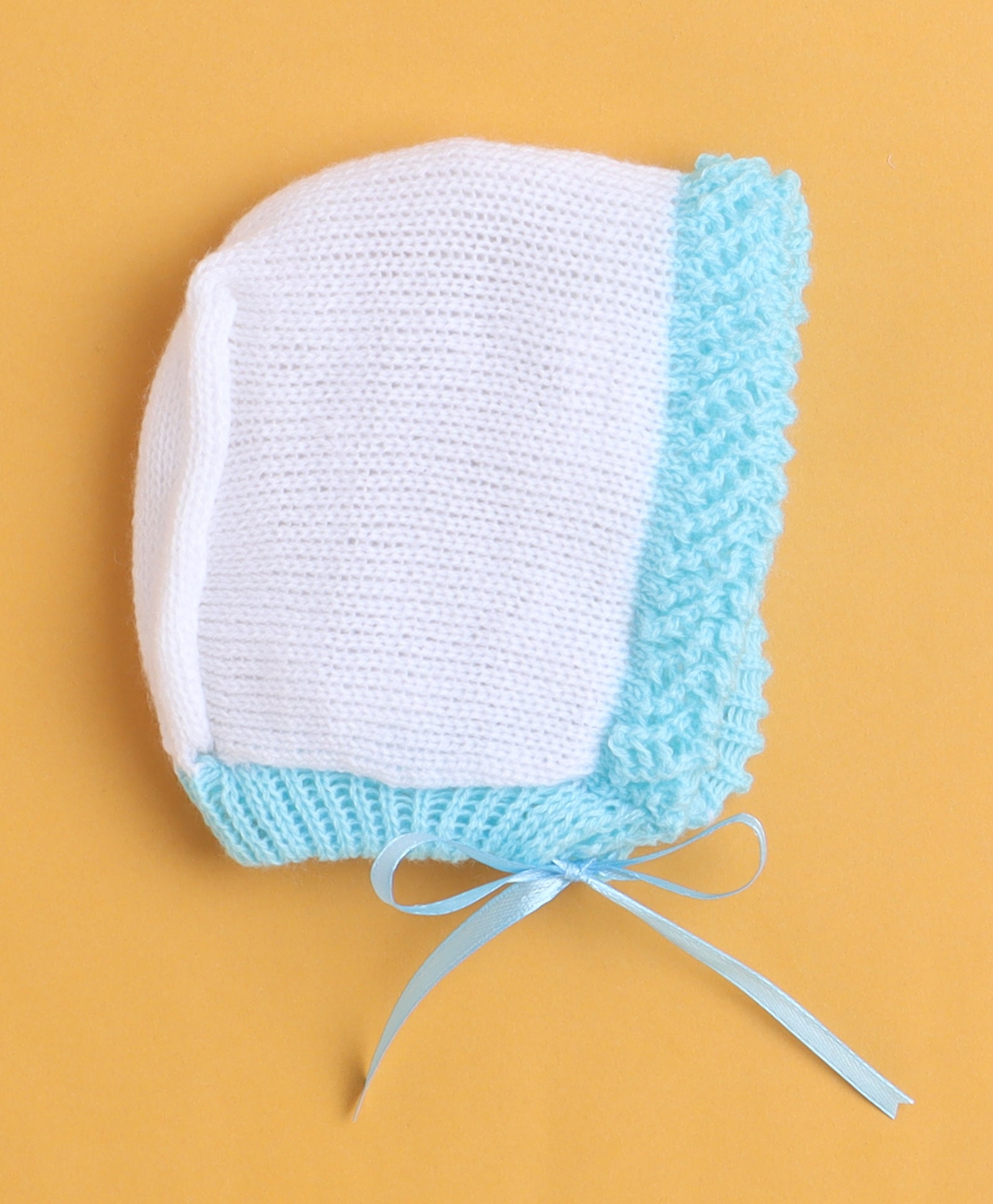 White & Aqua Baby Girls Full Sleeves Acrylic Blend Sweater With Cap & Socks