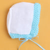 White & Aqua Baby Girls Full Sleeves Acrylic Blend Sweater With Cap & Socks