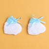 White & Aqua Baby Girls Full Sleeves Acrylic Blend Sweater With Cap & Socks