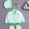 White & Green Baby Girls Full Sleeves Acrylic Blend Sweater With Cap & Socks