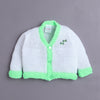 White & Green Baby Girls Full Sleeves Acrylic Blend Sweater With Cap & Socks