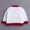 White & Maroon Baby Boys Full Sleeves Acrylic Blend Sweater With Cap & Socks
