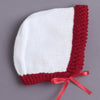White & Maroon Baby Boys Full Sleeves Acrylic Blend Sweater With Cap & Socks