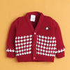 Maroon Baby Boys Full Sleeves Acrylic Blend Sweater With Cap & Socks