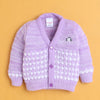 Lavender Baby Girls Full Sleeves Acrylic Blend Sweater With Cap & Socks
