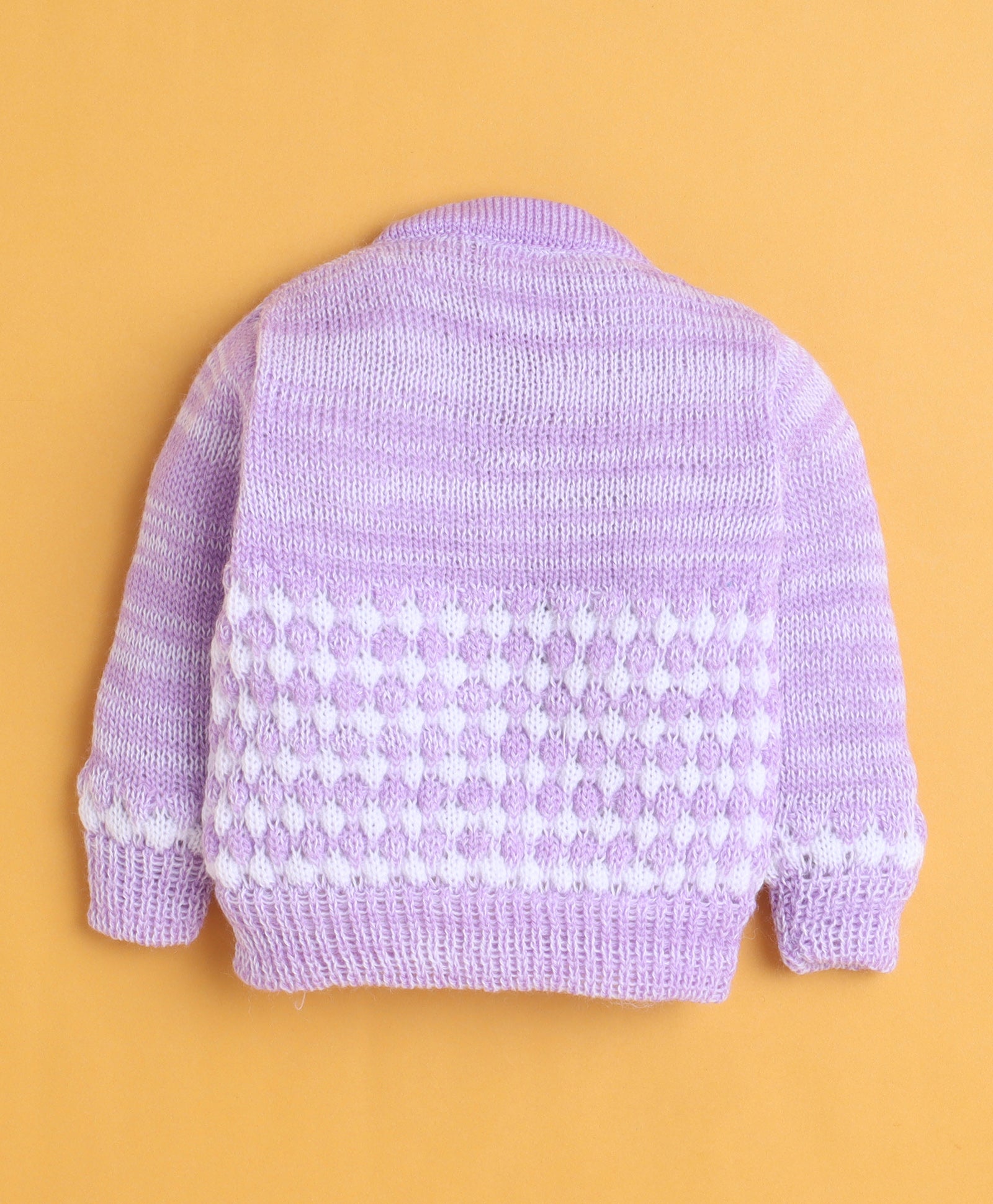 Lavender Baby Girls Full Sleeves Acrylic Blend Sweater With Cap & Socks