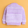 Lavender Baby Girls Full Sleeves Acrylic Blend Sweater With Cap & Socks