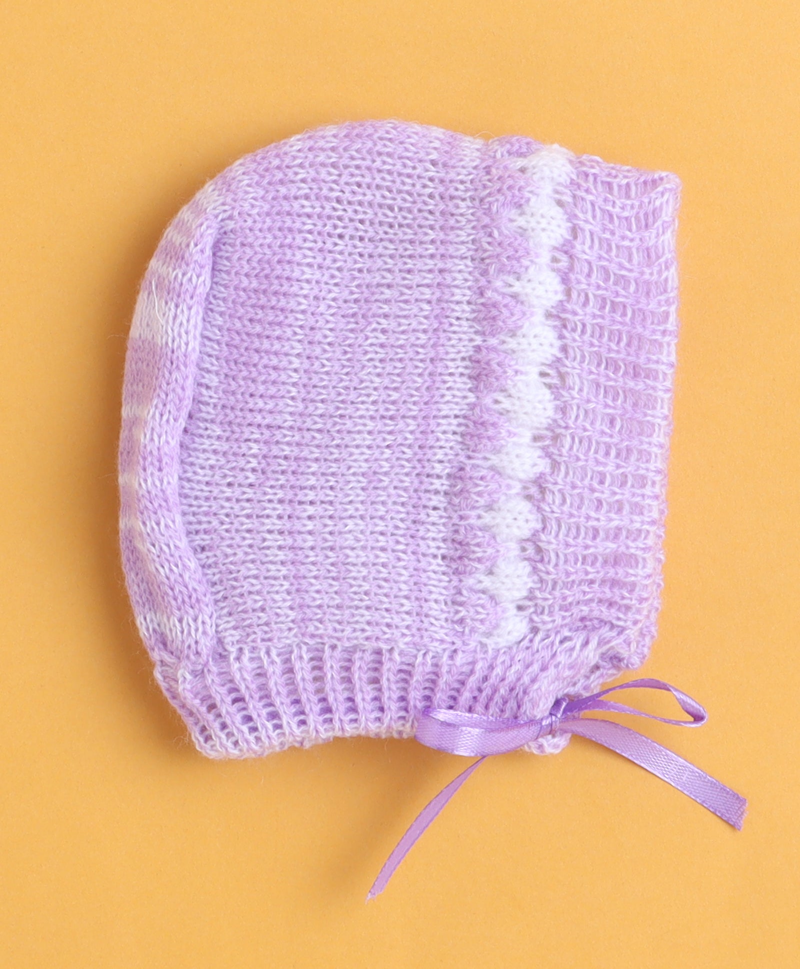 Lavender Baby Girls Full Sleeves Acrylic Blend Sweater With Cap & Socks