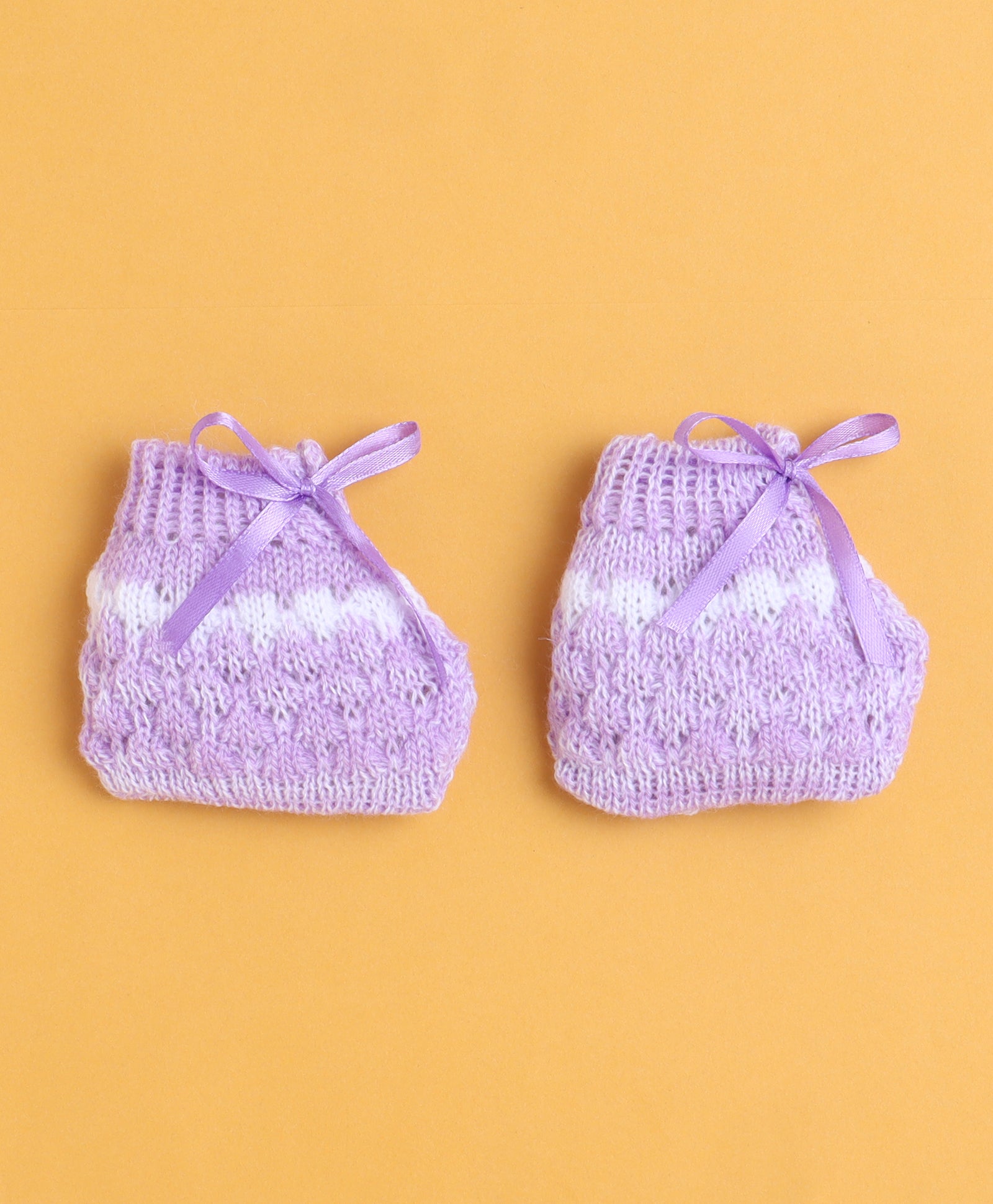Lavender Baby Girls Full Sleeves Acrylic Blend Sweater With Cap & Socks
