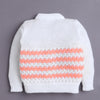 White & Orange Baby Boys Full Sleeves Acrylic Blend Sweater With Cap Socks & Mittens
