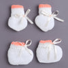 White & Orange Baby Boys Full Sleeves Acrylic Blend Sweater With Cap Socks & Mittens