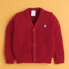 Maroon Baby Boys Full Sleeves Acrylic Blend Sweater With Cap & Socks